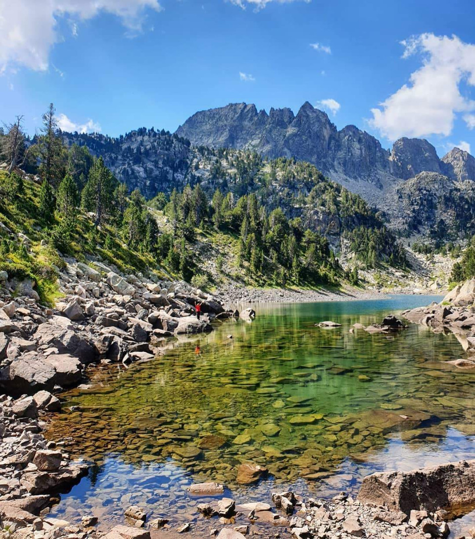 Beautiful mountains and lakes in Aigüestortes National Park.