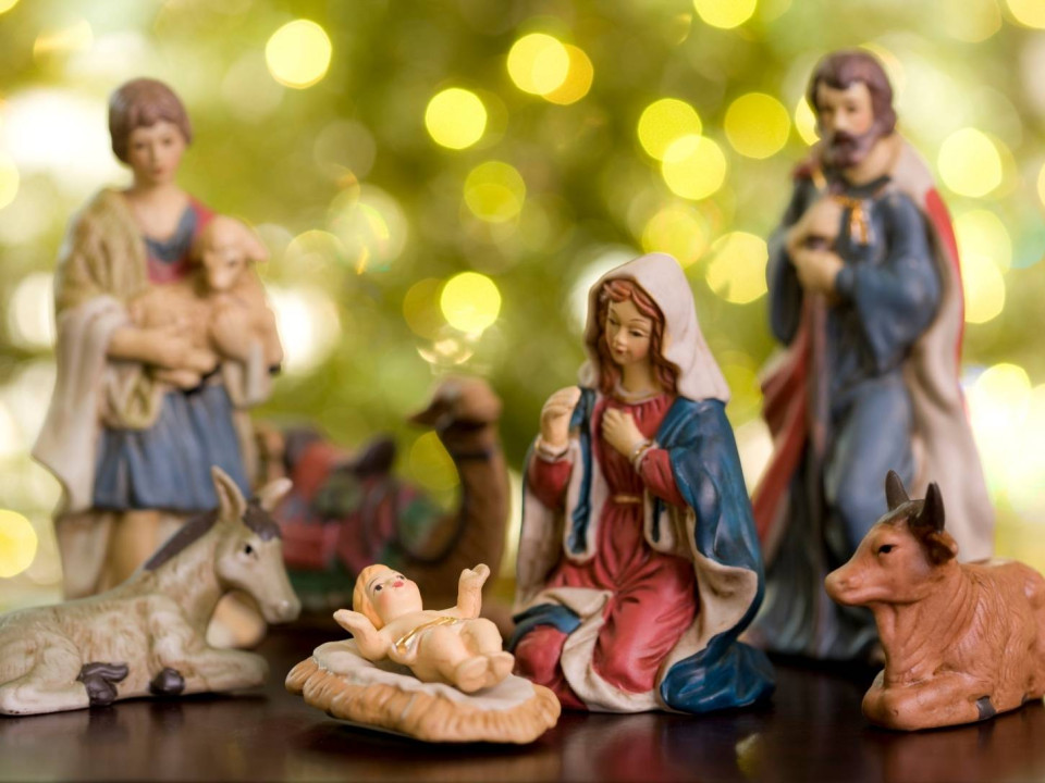 Nativity scene figurines.