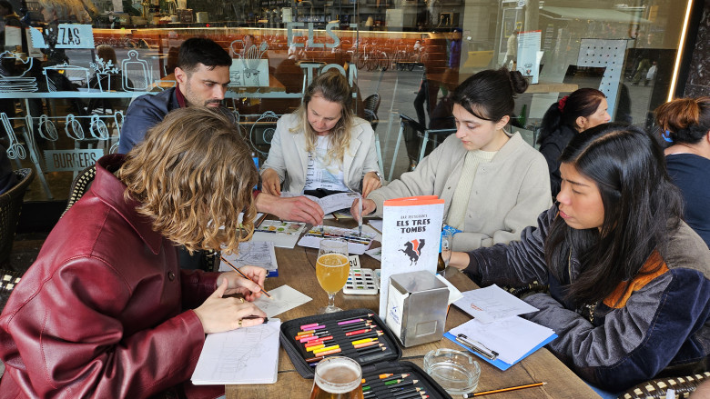 巴塞罗那日落绘画